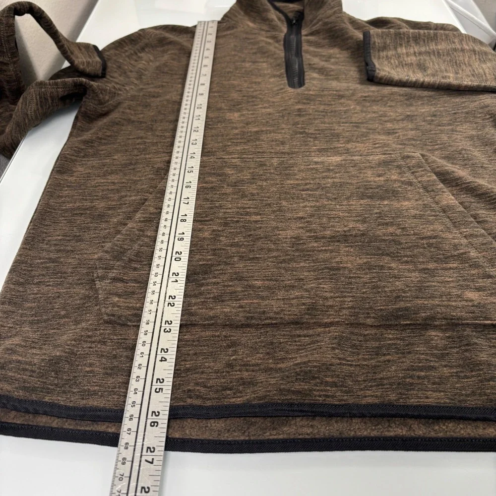 Banana Republic Men M Brown Quarter Zip Pullover Arctic Fleece Marled Pocket